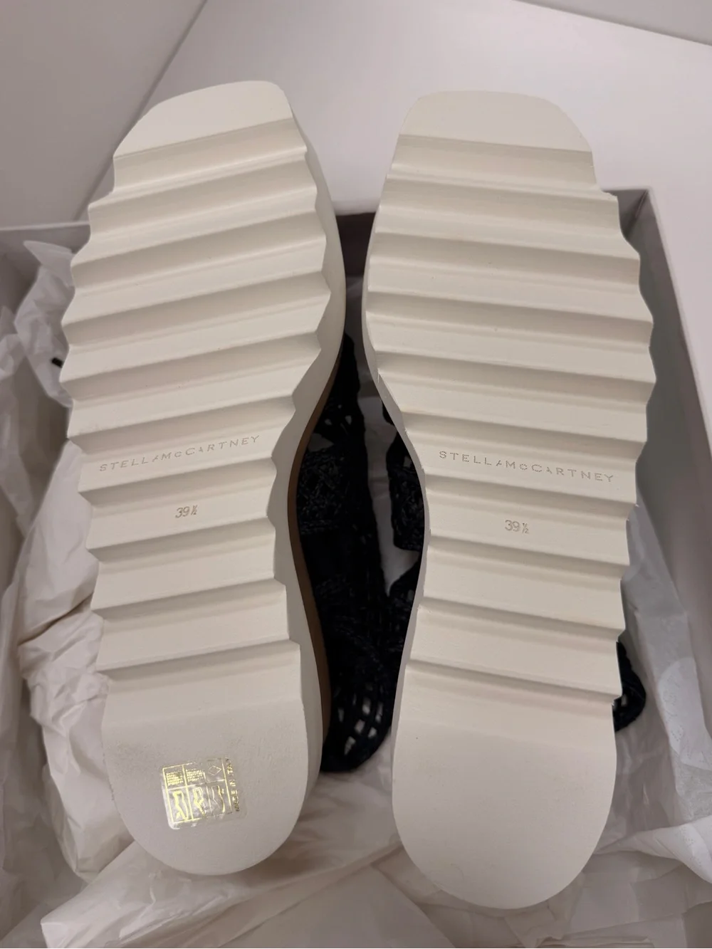 Stella McCartney Raffia Elyse Platform Wedge Sandals